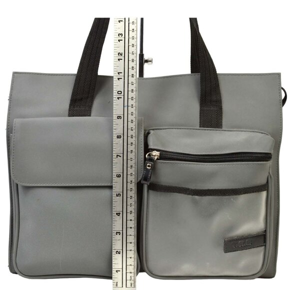 T R Bentley Gray and Black Nylon Canvas Shoulder Bag NICE - Picture 8 of 12